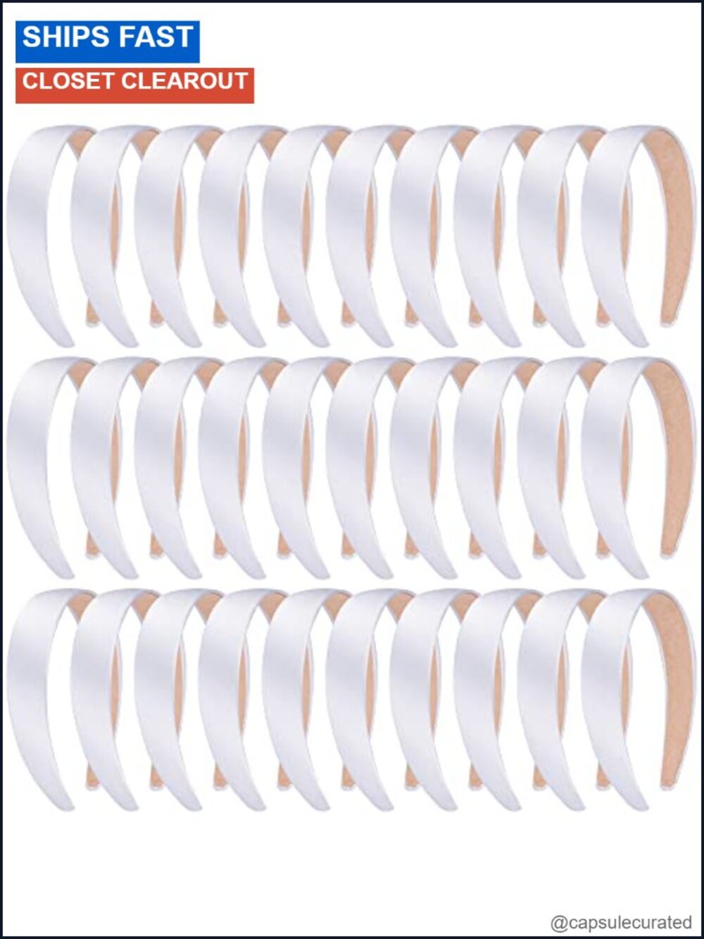 30 Pack Satin Headbands 1 Inch Hard Non-Slip Hair Accessories for Women